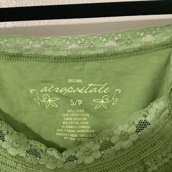 NWOT Aeropostale Y2K Fairycore Green Fairy Dainty Waffle Knit Lace Camisole Sm - Picture 8 of 8